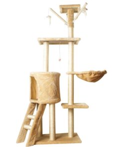 138cm Large Cat Tree Stand Kitten Play House - Brown