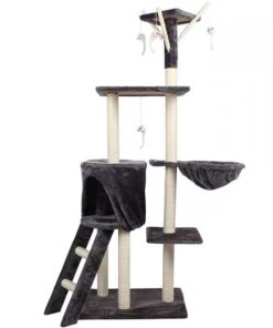 138cm Large Cat Tree Stand Kitten Play House - Dark Grey