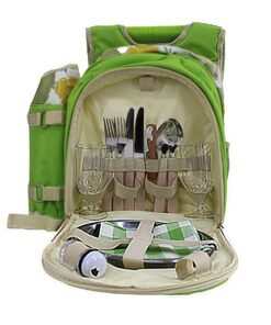 14 Piece Picnic Dining Backpack for 2 with Plates Cutlery & Cups - Flower