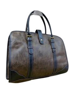 15" Double Buckle PU Leather Stylish Laptop Bag N116 - Dark Brown