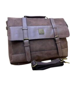 15 Inch Classic Cross Body Double Buckle Laptop Bag CR827 - Brown