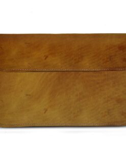 15 Inch Genuine Leather Laptop Sleeve - Square flap - Pecan