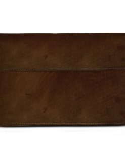 15 Inch Genuine Leather Laptop Sleeve - Square flap - Saddle
