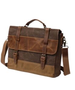 15 Inch Vintage Retro Waxed Canvas Laptop Bag YU-8806 - Brown