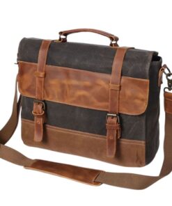 15 Inch Vintage Retro Waxed Canvas Laptop Bag YU-8806 - Dark