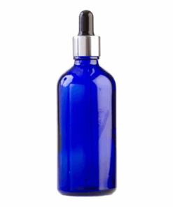 15 x 100ml Blue Serum Glass Bottles With Silver & Black Dropper