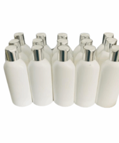15 x 200ml White Luxurious HDPE Bottles with Silver + White Caps