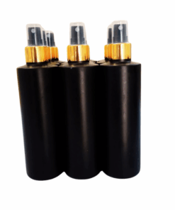 15 x 250ml Black Luxurious HDPE Flat Shoulder Bottle with Gold+ Black Spray