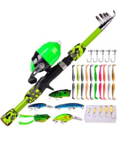 1.5m Children Fishing Rod Kit Fishing Reel Fishing Lures For Outdoor-Green