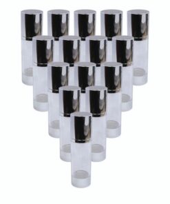 15ml Clear And Glossy Silver Airless Lotion Bottle- 20 Pack