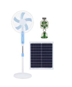 16" 20W Solar Powered Fan With LED Light And MultiFunctional Folding Fan