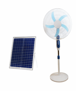 16-Inch Solar Rechargeable Standing Fan with Built-in LED Light