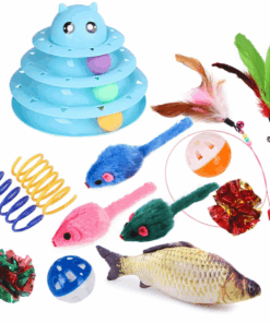 16Pcs Cat Toys Cat Roller Toy 3-Level Turntable with Balls Kitten Toys Set