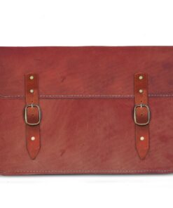 17 Inch Genuine Leather Laptop Sleeve With straps - Cherry