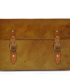 17 Inch Genuine Leather Laptop Sleeve With straps - Pecan