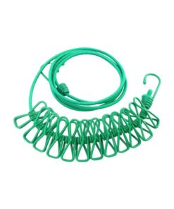 180cm Adjustable Clothesline Washing Line with 12 Clips F49-8-1069 - Green
