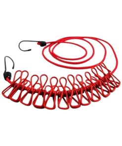 180cm Adjustable Clothesline Washing Line With 12 Clips F49-8-1069 - Red