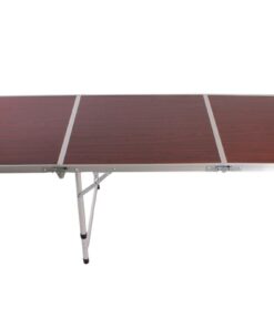 180x60cm Portable Folding Adjustable Height Aluminium Table with Veneer Top