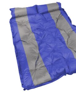 184x120cm Self-Inflating Double Camping Mattress with Inflatable Headrests - Blue