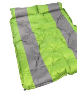 184x120cm Self-Inflating Double Camping Mattress with Inflatable Headrests - Green