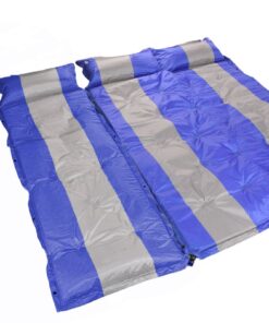 184x180cm Self-Inflating Triple Camping Mattress with Inflatable Headrests - Blue