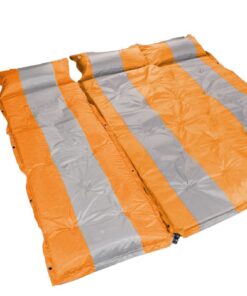 184x180cm Self-Inflating Triple Camping Mattress with Inflatable Headrests - Orange