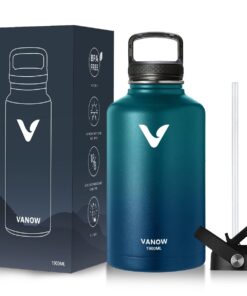 1.9L Stainless Steel Flask with 2 Lids Double-Walled and Drip-Tight Lid - Cyan gradient