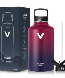 1.9L Stainless Steel Flask with 2 Lids Double-Walled and Drip-Tight Lid - red blue