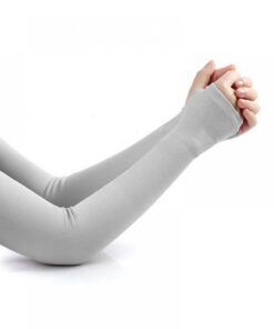 1Pair Ice Sleeve Sunscreen Arm Sleeves- Grey