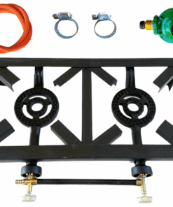 2 Burner, Double Gas Burner, 4 Legged with Hose And Regulator Set