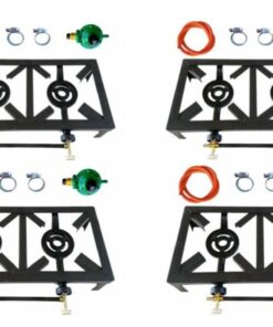 2 Double Gas Burner, 4 Legged with Hose And Regulator 4 Sets