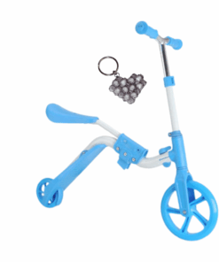 2- in -1 Adjustable Kick Scooter Skateboard Walker Balance Bike & Keyholder - Blue