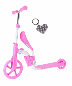 2- in -1 Adjustable Kick Scooter Skateboard Walker Balance Bike & Keyholder - Pink