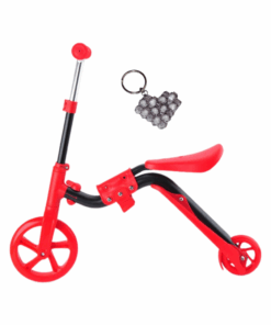 2- in -1 Adjustable Kick Scooter Skateboard Walker Balance Bike & Keyholder - Red