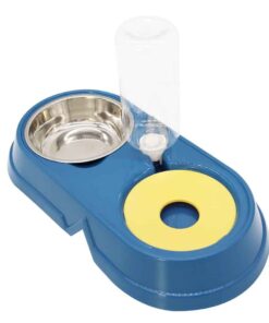 2-In-1 Anti Slip Stainless Steel Plastic Automatic Pet Slow Feeder - Blue