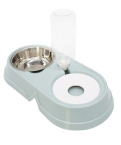 2-In-1 Anti Slip Stainless Steel Plastic Automatic Pet Slow Feeder - Green