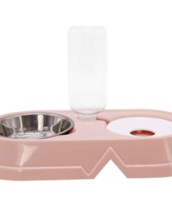 2-In-1 Anti Slip Stainless Steel Plastic Automatic Pet Slow Feeder - Pink