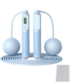 2 in 1 Cordless Digital Skipping Rope Cord Counter Jump Rope & Eva Bag-807 - Blue