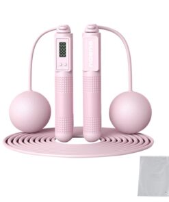2 in 1 Cordless Digital Skipping Rope Cord Counter Jump Rope & Eva Bag-807 - Pink