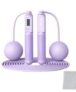 2 in 1 Cordless Digital Skipping Rope Cord Counter Jump Rope & Eva Bag-807 - Purple