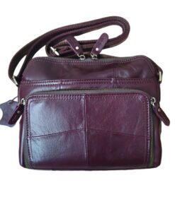 2 in 1 Genuine Leather Handbag Purse - Brown, Purple