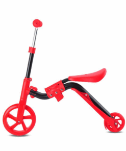 2 in 1 Kids Scooter Adjustable Height & T-Shape Handle Design - Red