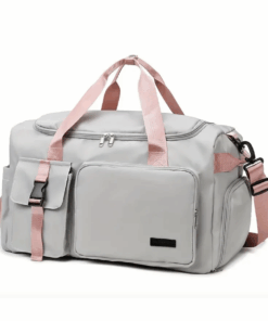 2-in-1 Large Capacity Backpack & Duffel Bag with Shoulder Strap - Grey & Pink