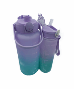 2 in 1 Motivational Time Marked Water Bottle - 2ltr & 1ltr set - Lilac