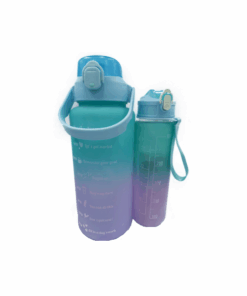 2 in 1 Motivational Time Marked Water Bottle - 2ltr & 1ltr set - Mint