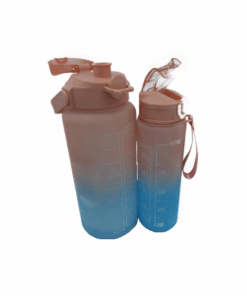 2 in 1 Motivational Time Marked Water Bottle - 2ltr & 1ltr set - Salmon Pink