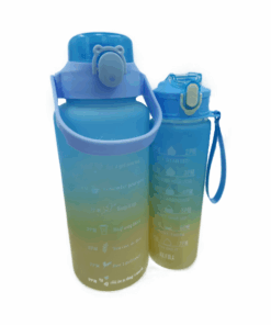 2 in 1 Motivational Time Marked Water Bottle - 2ltr & 1ltr set - Sky