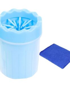 2-In-1 Portable Pet Foot Washing Cup with Towel Soft Silicone Bristles - Blue
