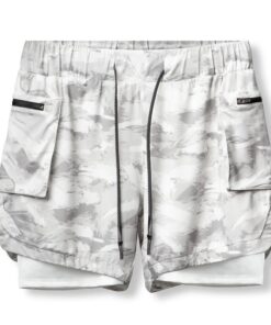 2 In 1 Sports Shorts with Pocket Men Running Shorts Quick Dry - White - L