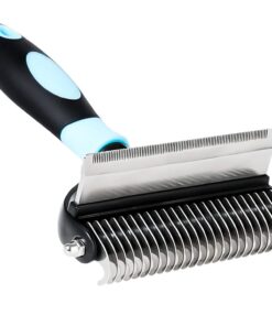 2 in 1 Undercoat Rake Pet Deshedding Brush for Mats & Tangles Removing - Blue